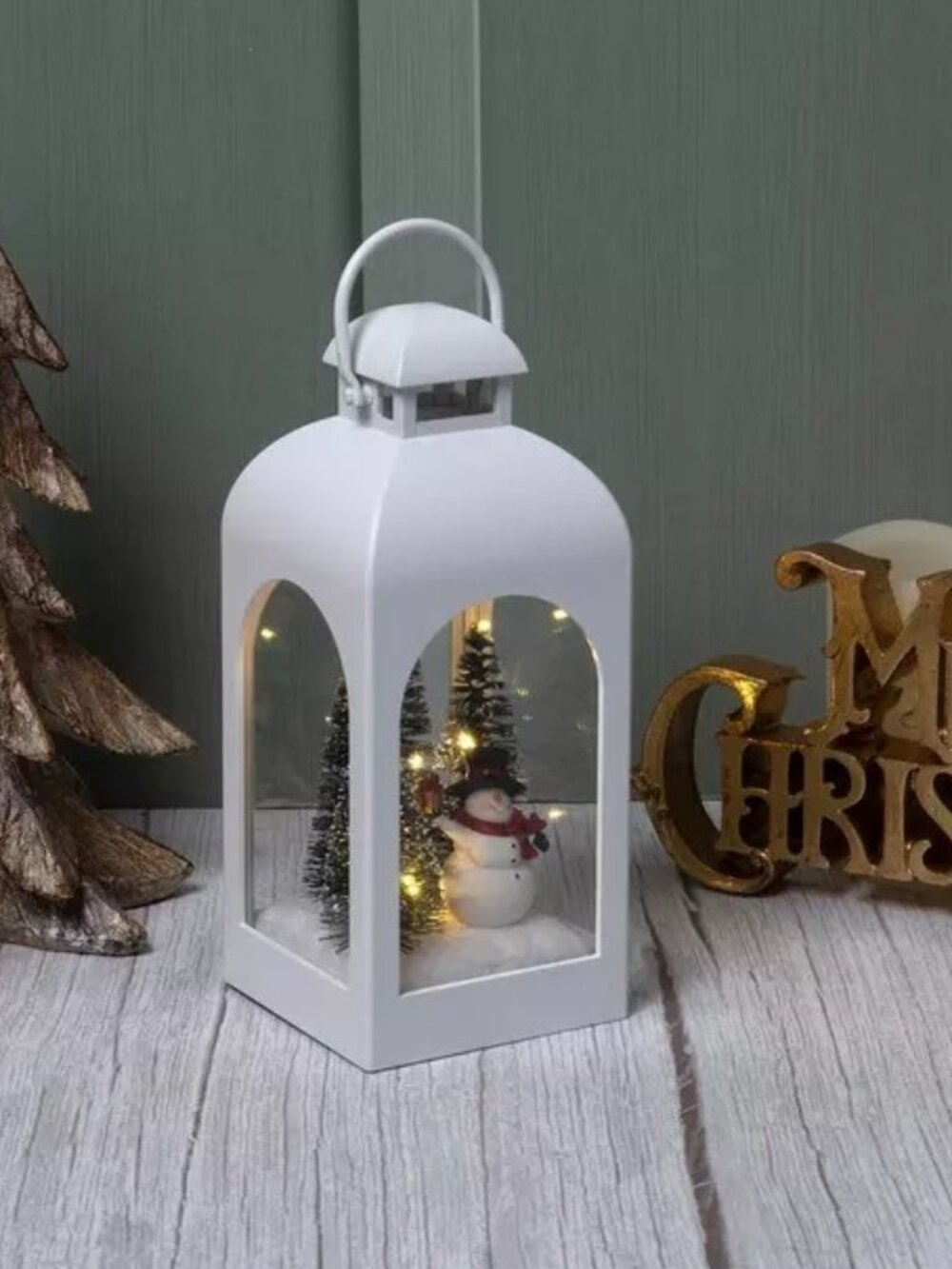 Robert Stanley Christmas Classics White Snowman Light Up Lantern NWT